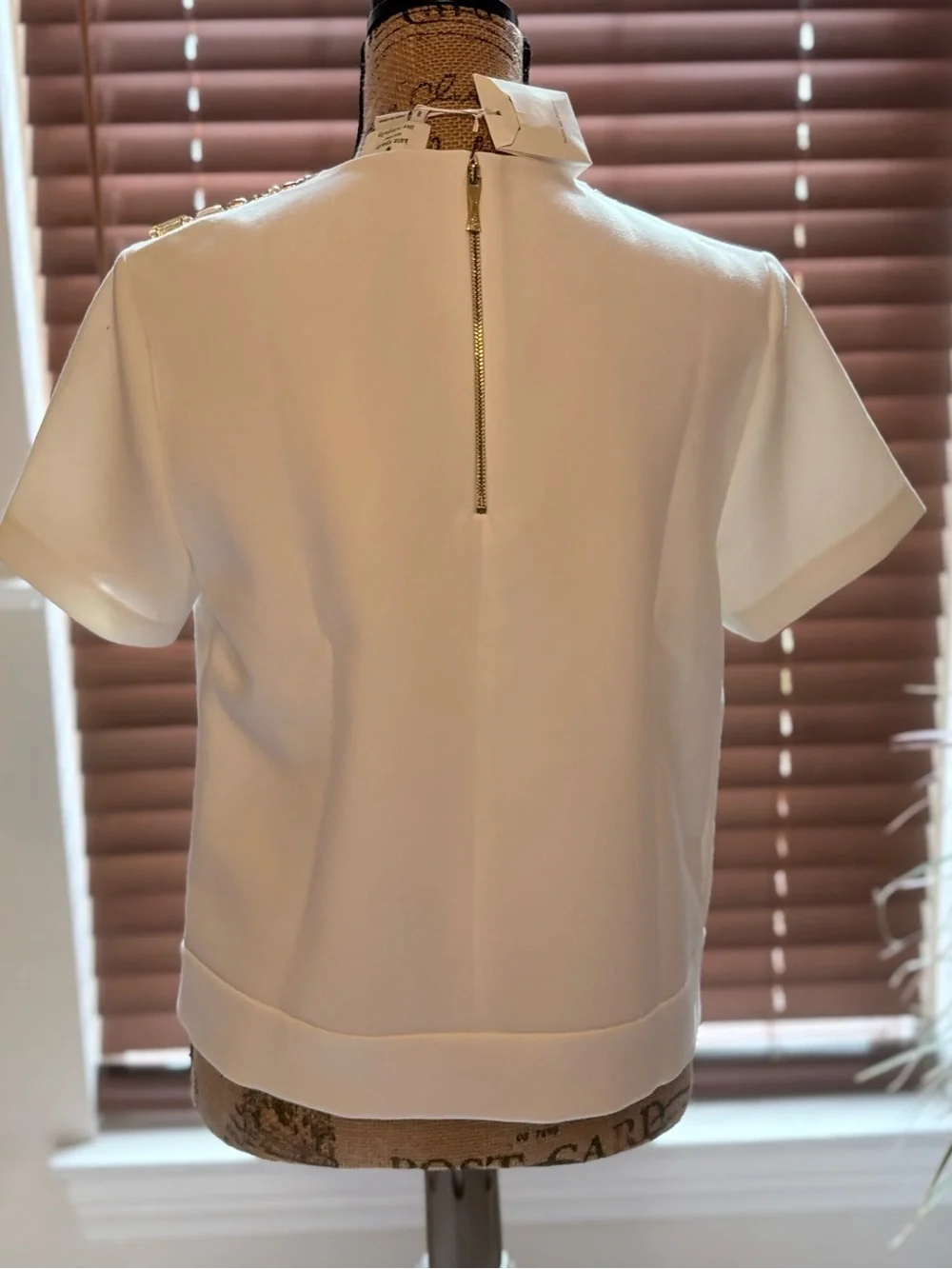 NWT Kate Spade Off-White Embellished Shoulder Top Size 8